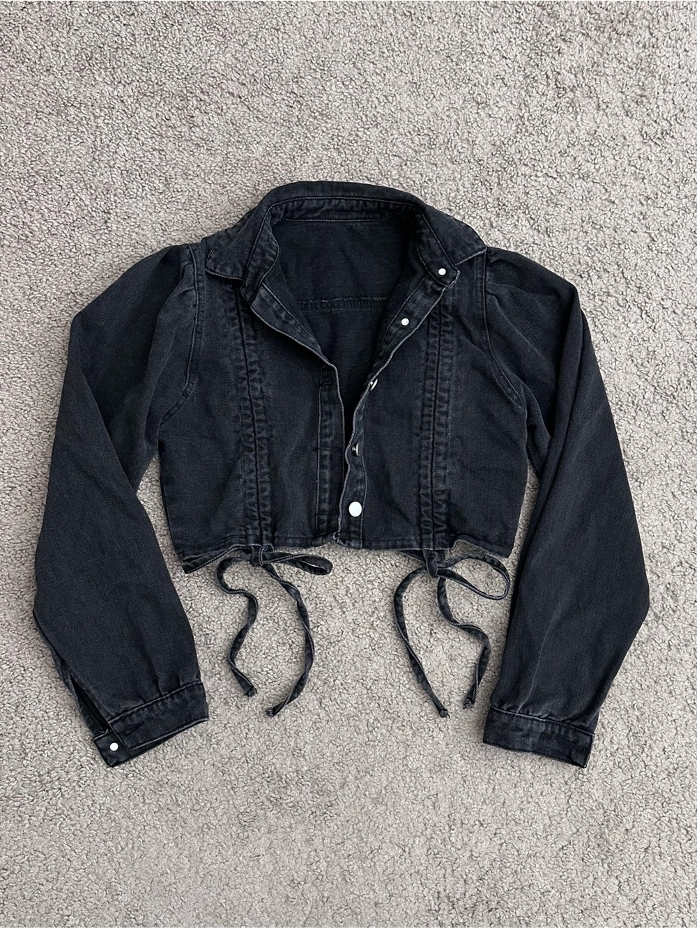 Black Cropped Denim Jacket Womens